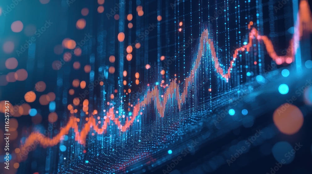 Poster abstract digital stock market data visualization