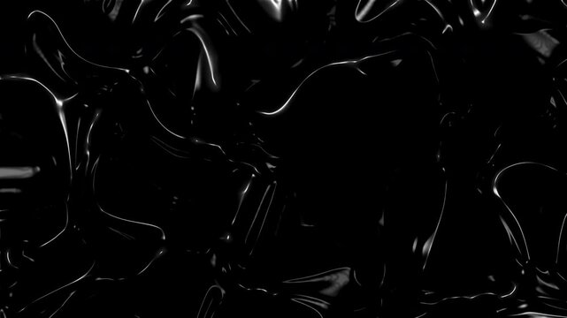 Gl&auml;nzende schwarze Fl&uuml;ssigkeit wirbelt in abstrakten Mustern, die sich f&uuml;r Hintergr&uuml;nde, Tapeten, k&uuml;nstlerische Designs, Branding-Materialien und Technologiekonzepte eignen,