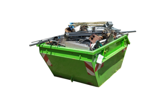 Metal scrap container isolated on transparent background