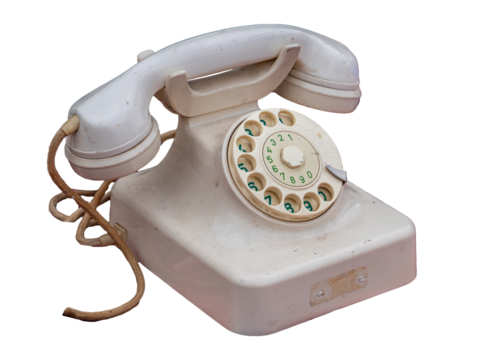 old vintage phone isolated on transparent background