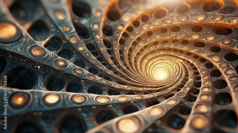 Poster abstract spiral pattern with glowing light in a detailed intricate design of swirls