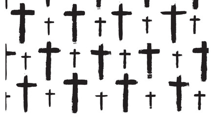 Brush Stroke Crosses Background Isolated. Religious topic concept vector art