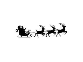 Santa's sleigh silhouette vector illustration on white background
