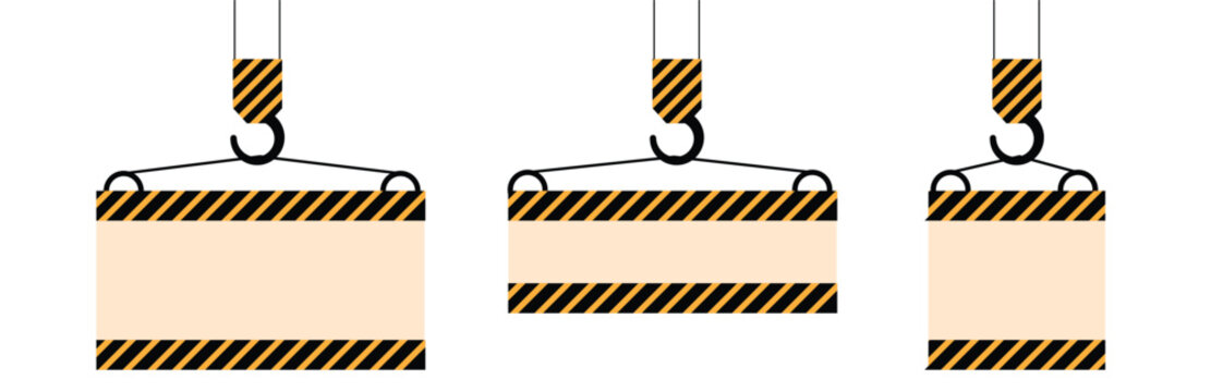 Crane Hook Lifting Concrete Banner Place for Text. Industry, house building and graphic design element concept vector art