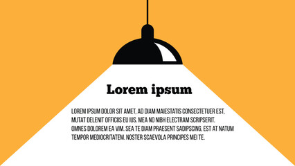 Lamp on the Ceiling Shining Light Flat Style. Technology, electricity and graphic design element vector art