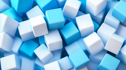"Stock photo of an abstract 3D background in blue and white, featuring geometric space and gradient cubes."

