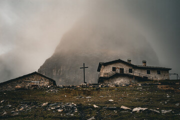 Fototapeta premium Beautiful autumn landscape in the Aosta Valley, Italian Alps - San Bernardo