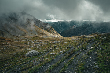 Beautiful autumn landscape in the Aosta Valley, Italian Alps - San Bernardo