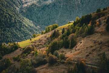 Beautiful autumn landscape in the Aosta Valley, Italian Alps - San Bernardo