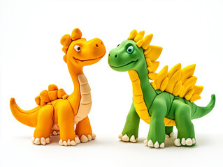 Obraz premium Dinosaurs made from Plasticine modeling clay isolated on white background