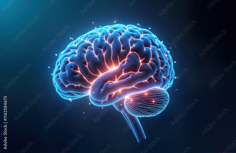 Fototapete detailed 3d human brain model highlights neural connections, structures. complex brain anatomy visua