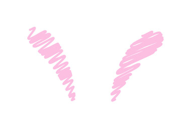 Hand drawn pastel color doodle style bunny ears vector illustration.
Cute rabbit ears with diagonal Scribble effect. 
Easter icon.
Transparent background.