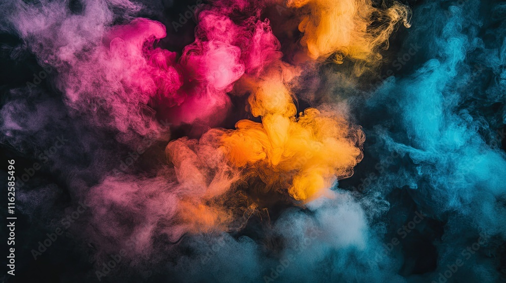 Poster multicolor paint splash frozen in intricate detail against a dark canvas, optimized for 8k desktops