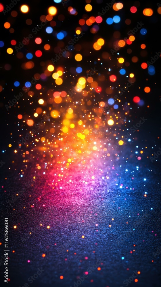 Poster bright bokeh. colorful glowing bokeh lights multicolor sparkle effect