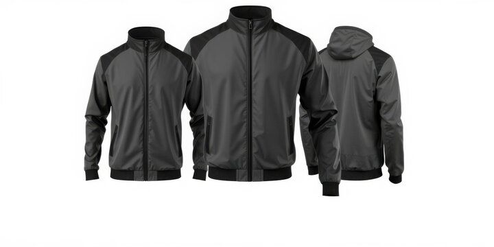 Windrunner jacket mockup in front view isolated on white background for showcasing design, clothing, white background, customization
