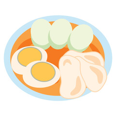 lontong sayur, rice cake with coconut milk soup and vegetables