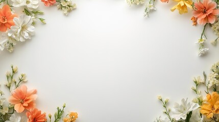 artistic easter card with blank center bordered by delicate watercolor flowers on matte white surface