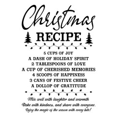 Christmas Recipe T shirt Design