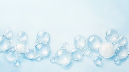 Fresh bubbles on a light blue background.