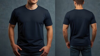 Navy blue t-shirt, navy blue t-shirt front, navy blue t-shirt back, set of navy blue t-shirts, navy blue t-shirt easy to cut out, navy blue t-shirt mockup, navy blue t-shirt isolated