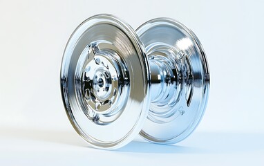 Chrome metallic double spool, industrial design element.