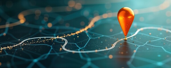 Modern tech roadmap illustration. Dynamic tech upgrade plan visualized on digital map. Future tech innovations shown as selected route. Interactive tech infrastructure upgrade. Strategic tech project