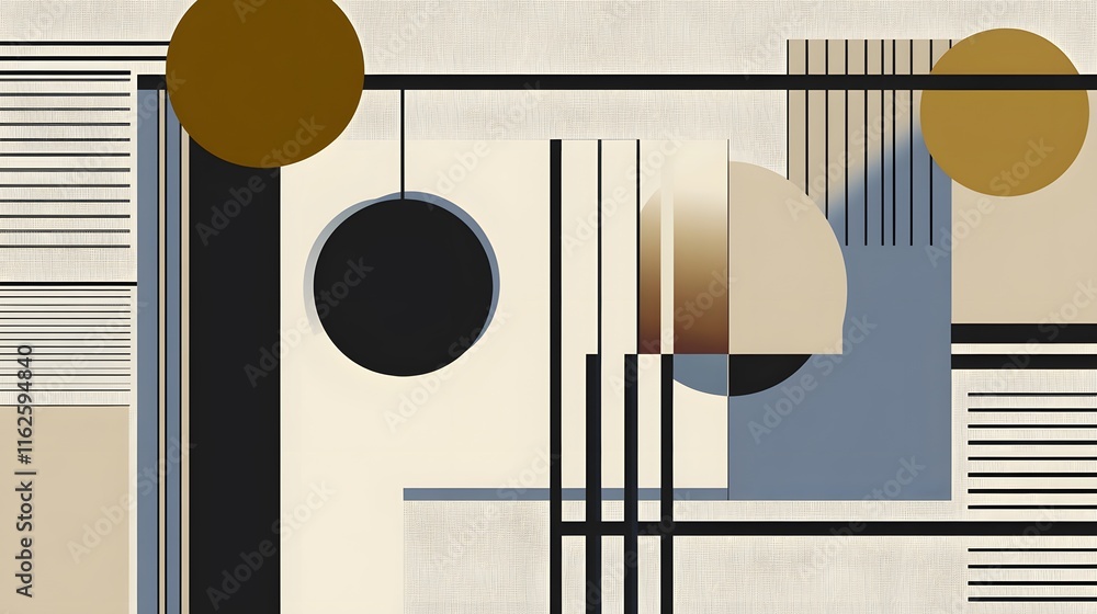 Poster abstract geometric composition with circles and lines