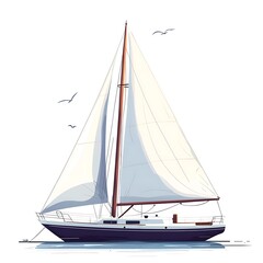 A Classic Sailboat with White Sails Gracefully Sailing on Calm Waters.