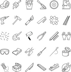 DIY Home Repair Tools Icons Construction, Renovation, and Crafts