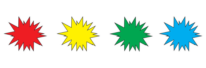  starburst splash symbol. bomb signs sticker for apps and websites with transparent background PNG
