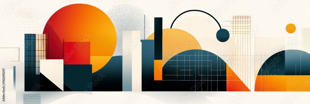 Poster abstract geometric background with bright circles and elegant grids and lines