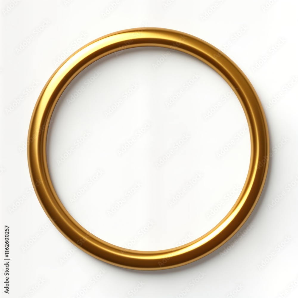 Aufkleber empty golden circle frame. round gold frame on white background. blank frame for picture. elegant de