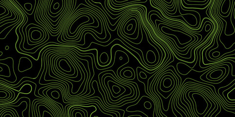 Abstract light pattern Vector illustration. Topographic map background concept, Vibrant neon lights pulsating patterns Colorful topography contour lines isolated on black background.	