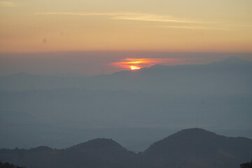 A sunset at Nan in Thailand.