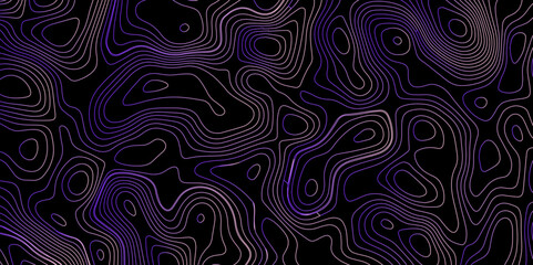 Abstract light pattern Vector illustration. Topographic map background concept, Vibrant neon lights pulsating patterns Colorful topography contour lines isolated on black background.	
