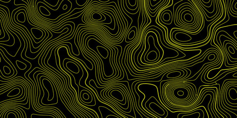 Abstract light pattern Vector illustration. Topographic map background concept, Vibrant neon lights pulsating patterns Colorful topography contour lines isolated on black background.	