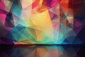 Obraz premium Colorful Geometric Abstract Background Featuring Triangular Shapes with a Vibrant Blend of Warm and Cool Tones Creating a Stunning Visual Experience