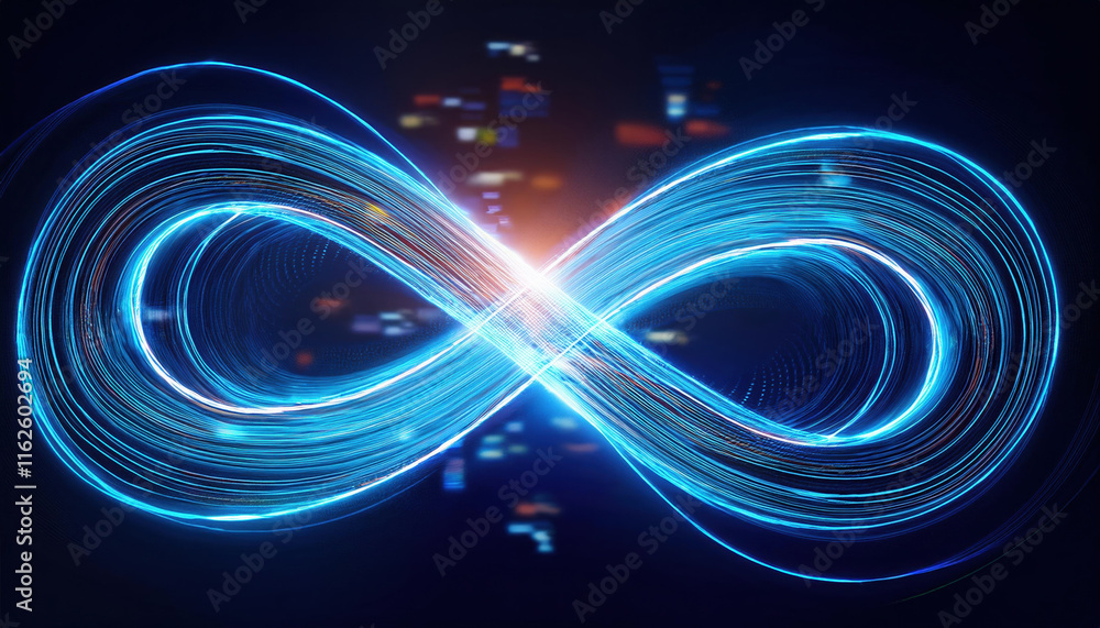 Poster glowing infinity loop representing data science workflows and ai concepts