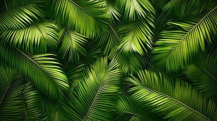 Lush Green Palm Fronds Tropical Leaf Background