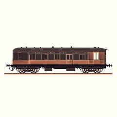 Fototapeta premium Vintage Style Railway Carriage Illustration Side Profile of a Classic Train Car.