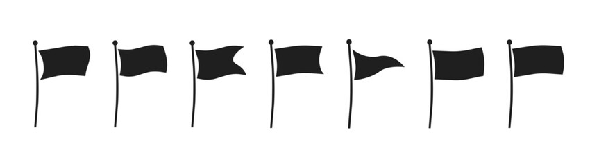 Flag icon.Different flag icons set. Pinpoint symbol, symbolizing alerts or signals. Vector illustration. 