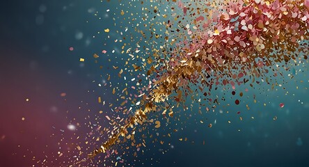 Colorful glitter and confetti on a bright gradient background. Eve event posters, party invitations, pop art