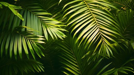 Obraz premium Lush Green Palm Fronds Basking In Sunlight
