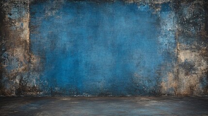 Obraz premium Grunge Blue Wall Texture Background Studio Room