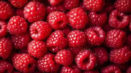 A Close Up View Of Many Ripe Raspberries