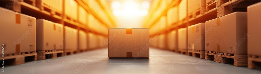 Poster supply chain management concept. warehouse distribution system, demonstrating supply flow control fr