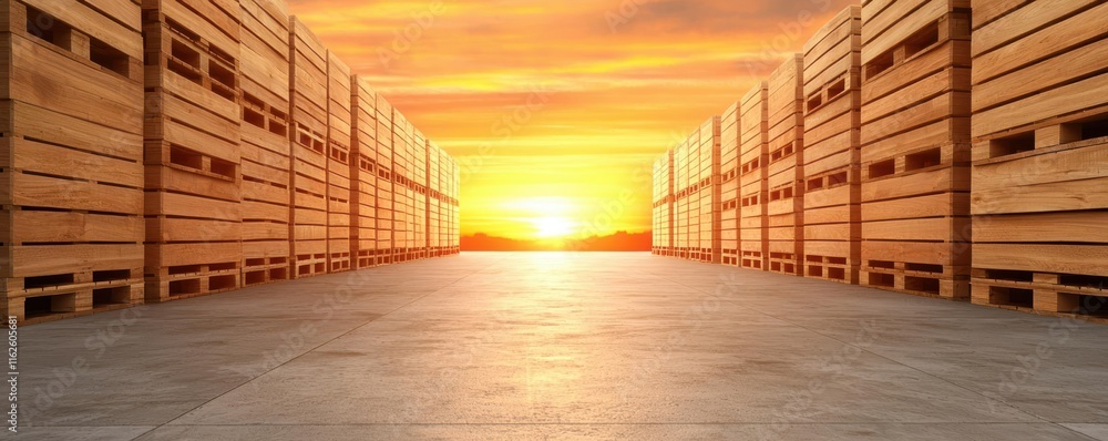 Poster supply chain management concept. cost-effective inventory management system with logistics pathways 