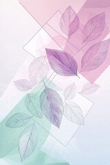 Modern Pastel Geometric Background with Subtle Leaf Line Art for Contemporary Design