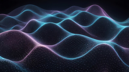 Wave of dots and weave lines. Abstract background. Network connection structure.