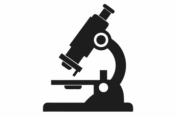 Vintage Microscope Silhouette Icon - Classic Scientific Tool Design ,A electron microscopes for nanoscale silhouette vector icon illustration, microscopes on white background.